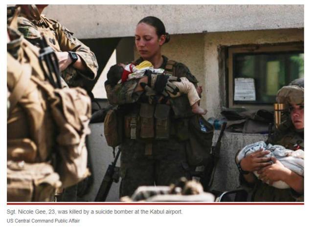 在炸弹袭击事件中死亡的一名美国女兵 图源：美国中央司令部