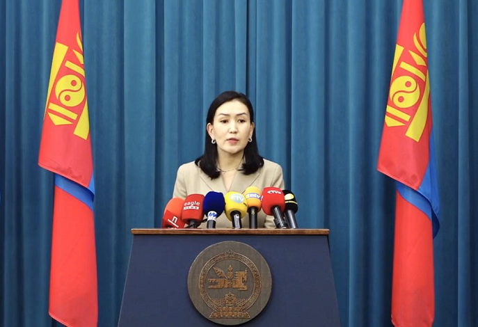△宝勒尔图雅31日在新闻发布会上 图片来源：蒙古国政府官网