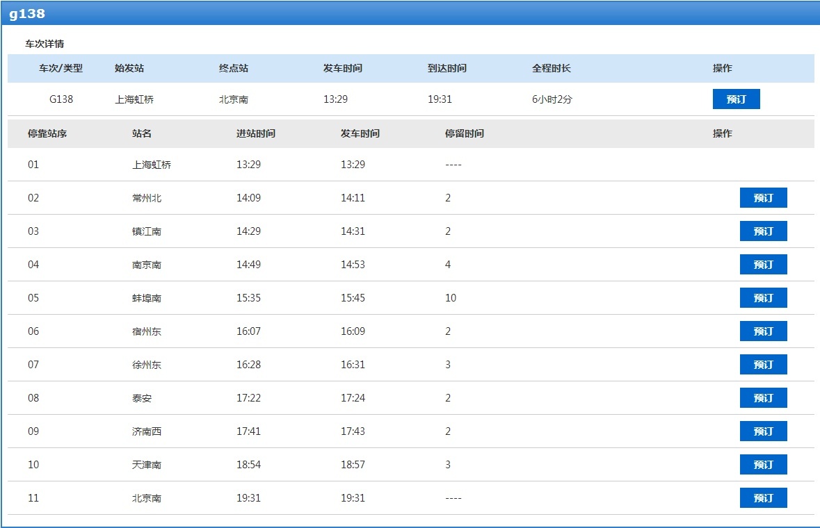 △G138列车停靠站点
