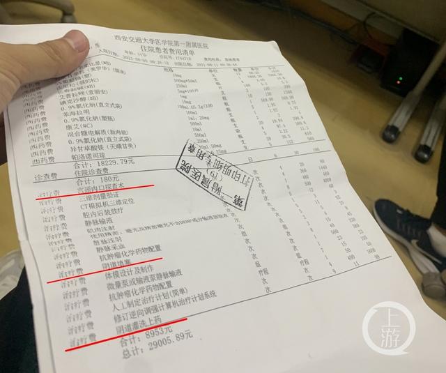 男子西安三甲医院看肿瘤,费用清单现阴道宫颈等妇科诊疗项目