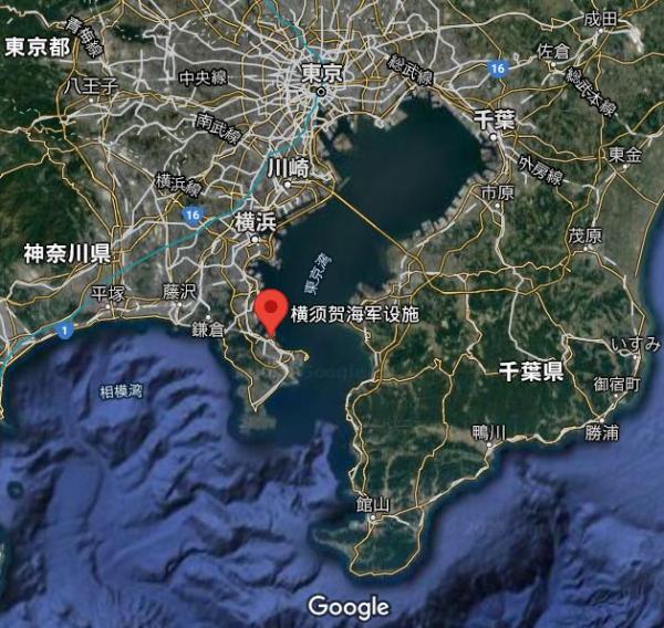 横须贺基地的位置(图片来源:google地图)