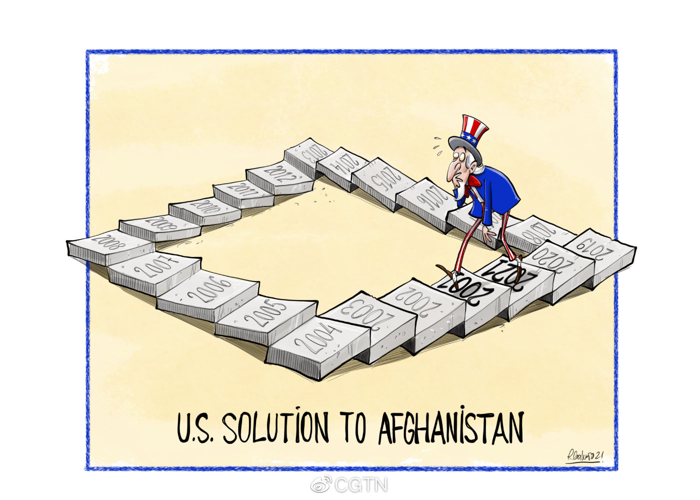 △漫话天下丨美国的阿富汗困局 U.S. solution to Afghanistan, a Penrose stairs illusion