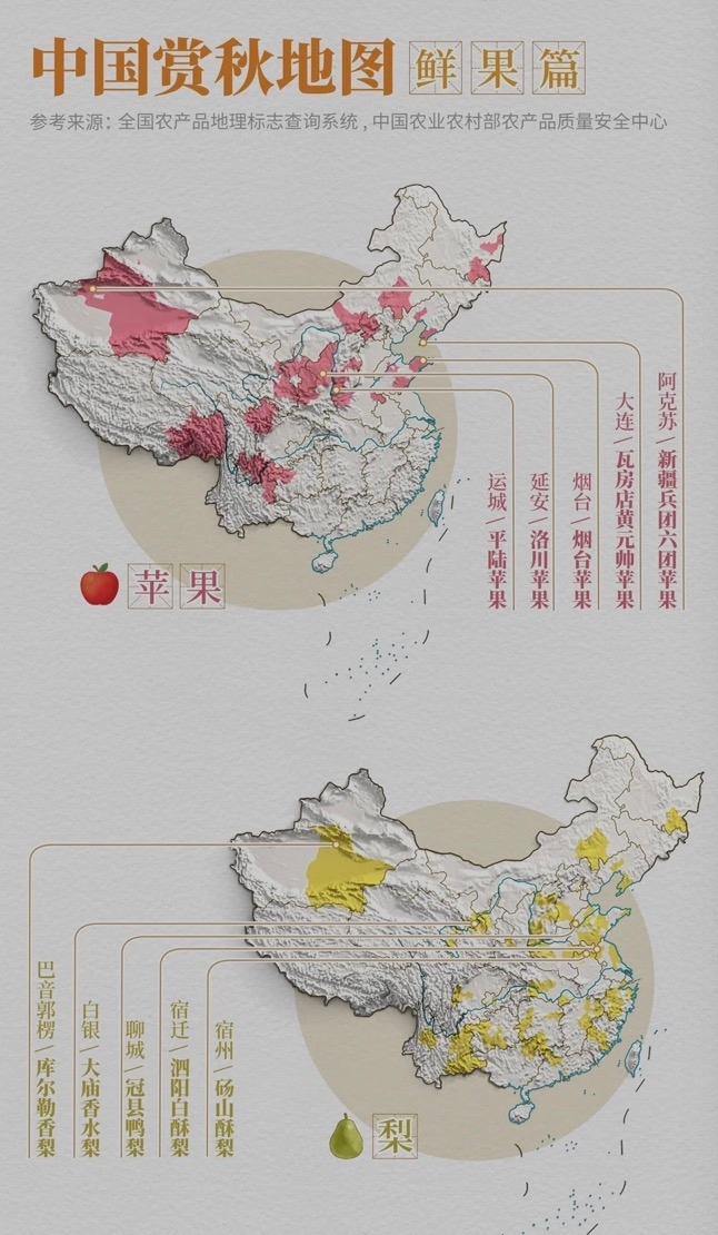 中国赏秋地图|鲜果篇，制图@郑艺&郑伯容