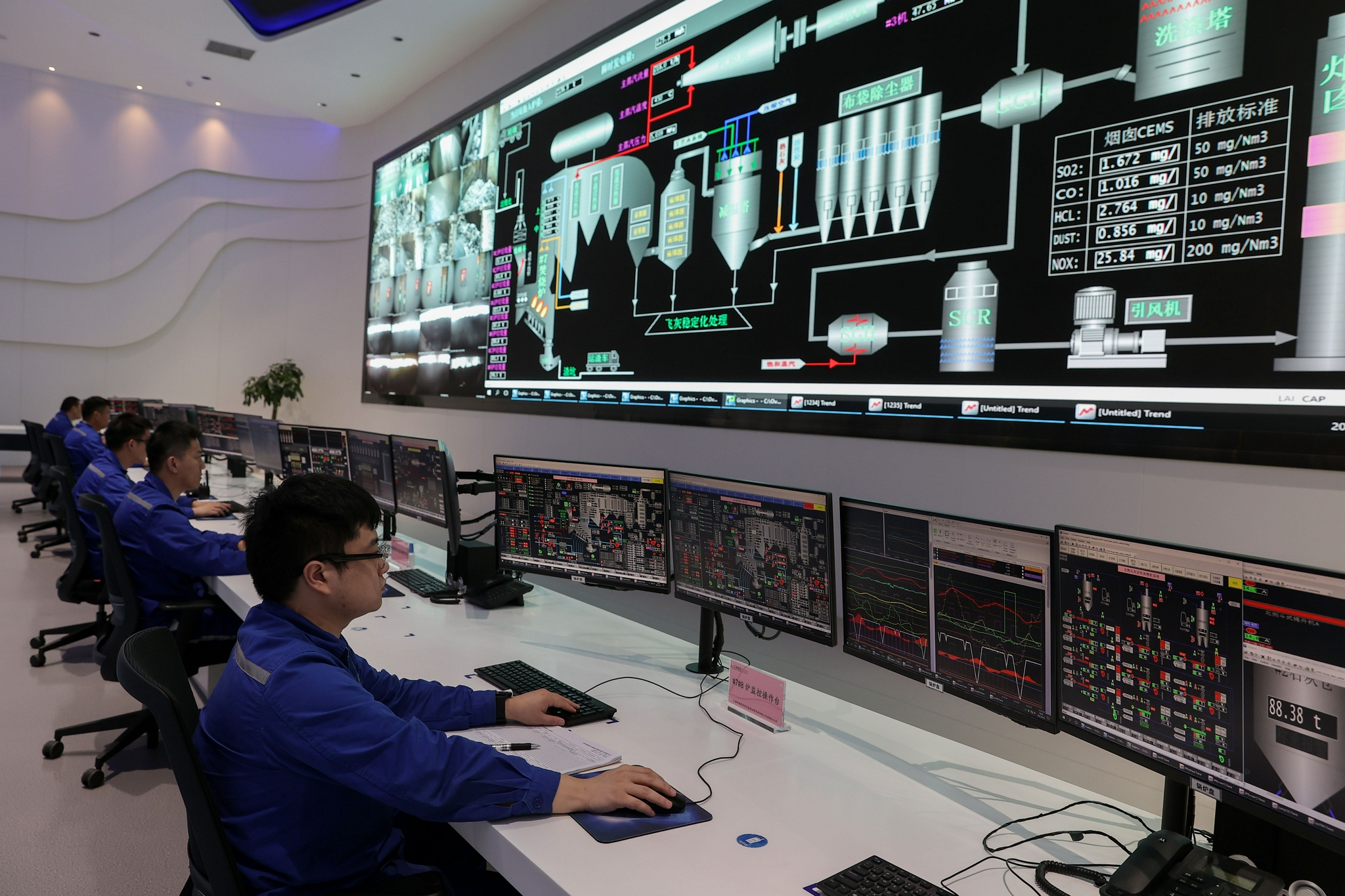 老港再生能源利用中心二期内的中央控制室&nbsp;赖鑫琳 摄