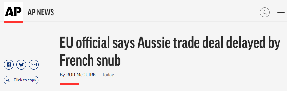 美联社：欧澳自贸协定谈判将推迟