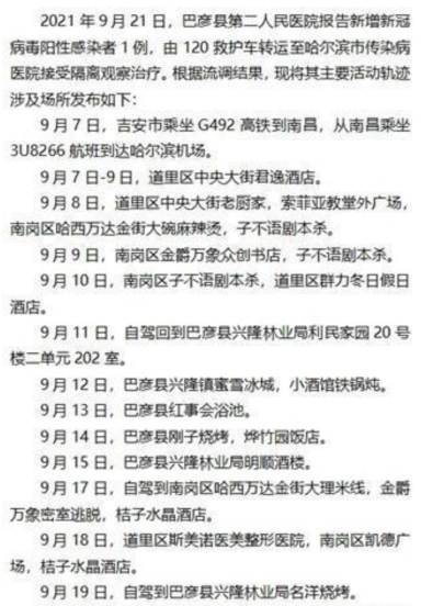 病例2、病例3主要活动轨迹涉及场所（与病例1未重合部分）发布