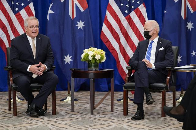 美国总统拜登与澳大利亚总理莫里森在联合国总部会面(图源:视觉中国)
