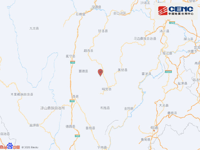 四川凉山州昭觉县发生3.1级地震 震源深度16千米