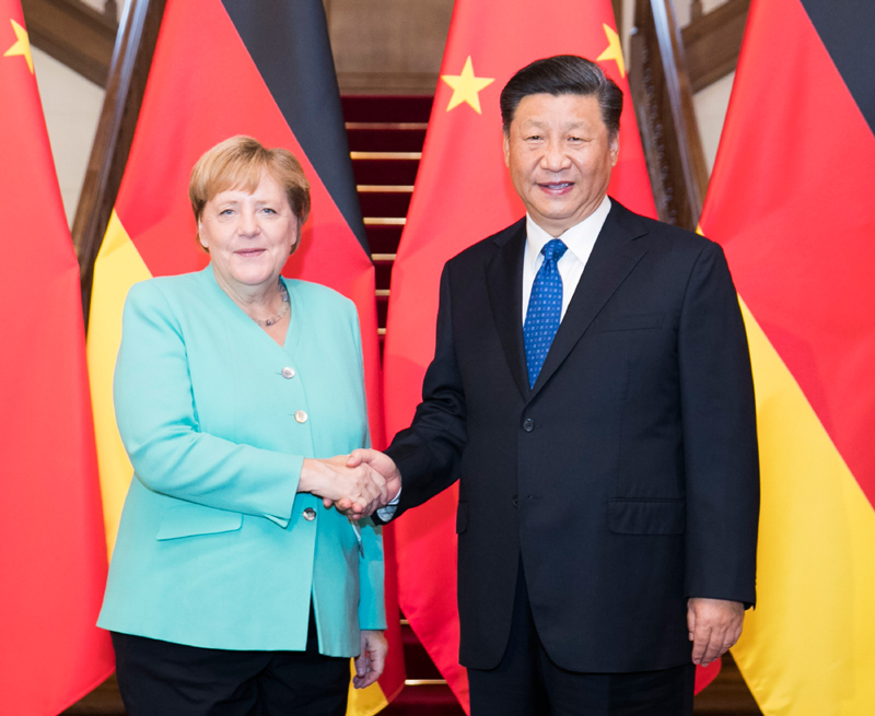 △2019年9月6日，习近平主席在北京会见德国总理默克尔