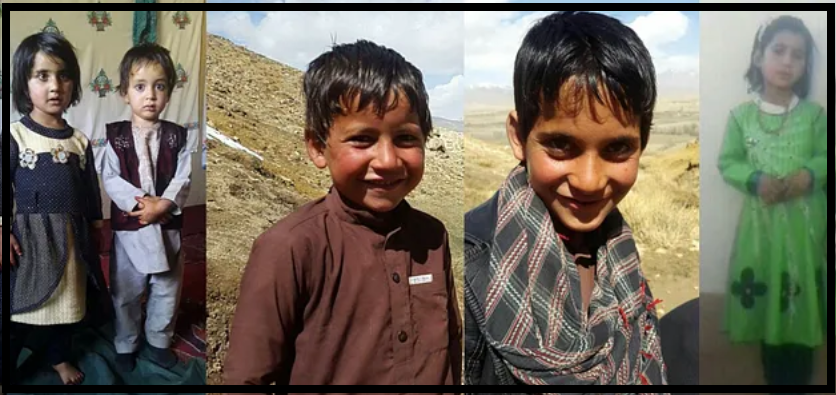 △“新闻调查社”披露的在一次美军无人机空袭阿富汗行动中丧生的阿富汗儿童照片（从左至右，这些孩子遇难时年仅5岁、4岁、8岁、10岁、7岁）