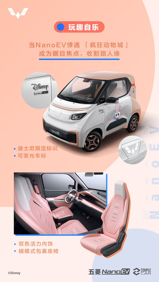 五菱NanoEV迪士尼疯狂动物城限定款 配置曝光