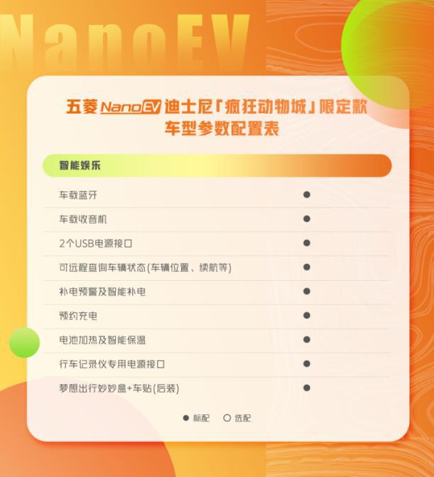 五菱NanoEV迪士尼疯狂动物城限定款 配置曝光