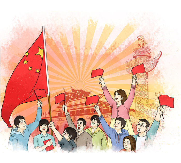 手绘祖国的繁荣昌盛有我们的身影