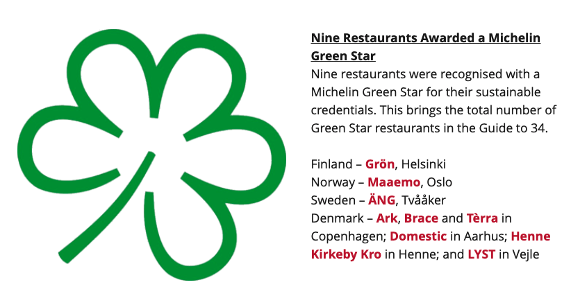 米其林"绿色五叶草"奖项标志(图片来自网络)&nbsp