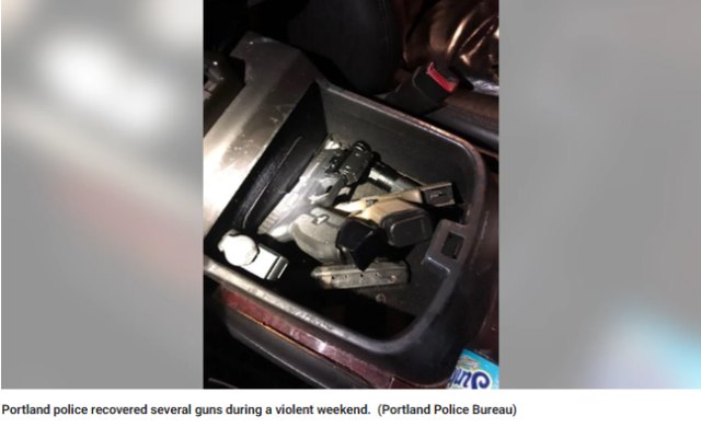 波特兰警察缴获的枪支 图源：外媒