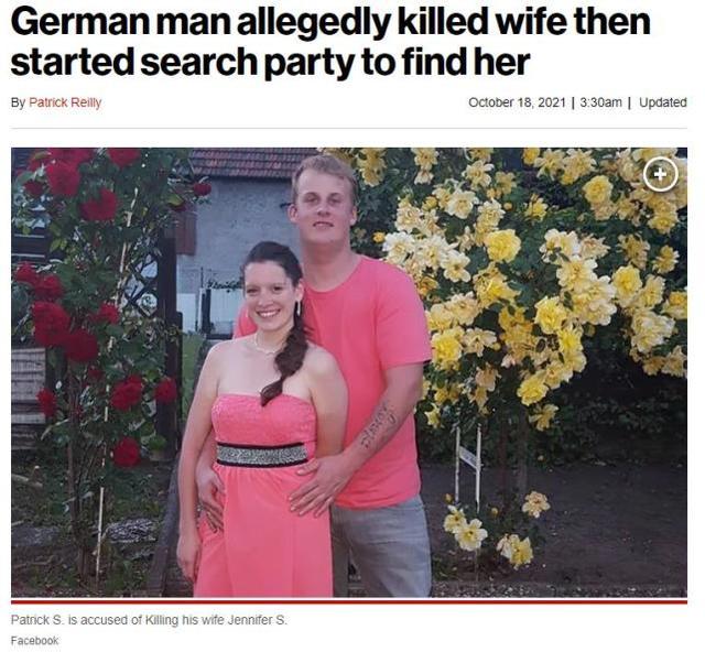 德国男子因嫉妒将妻子勒死，谎报“失踪”还组织搜索队