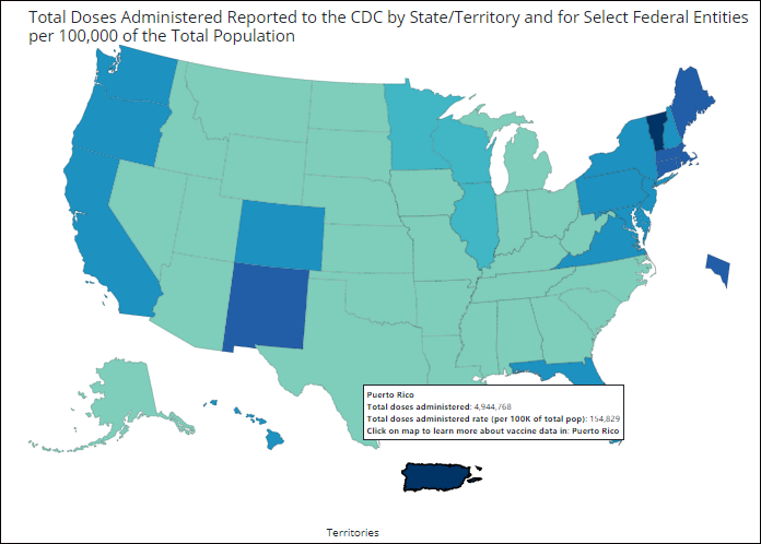 波多黎各接种率领先全美，图自美国CDC