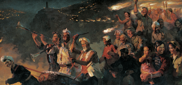 油画《延安火炬》(局部)