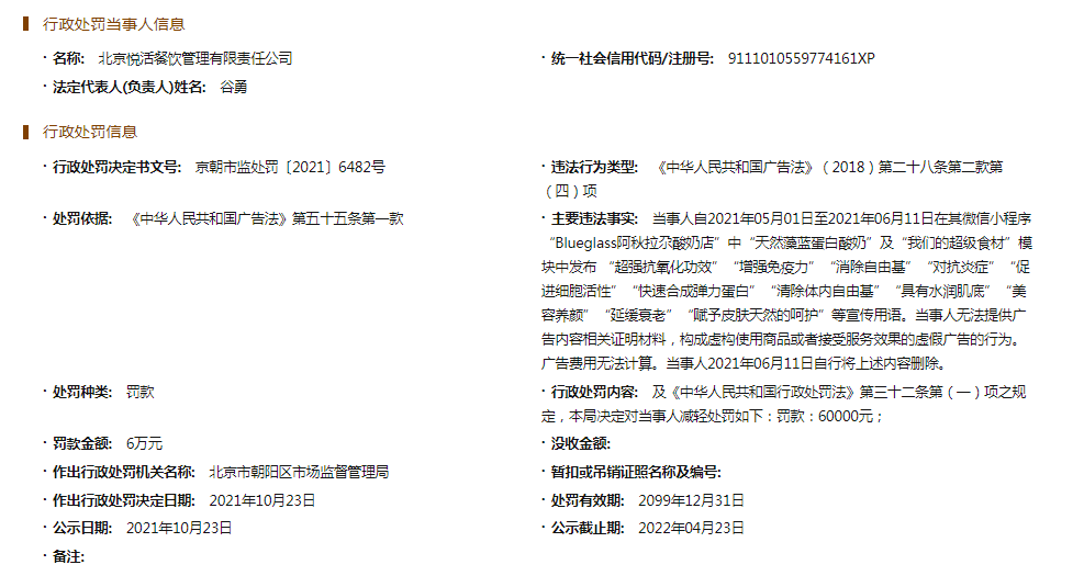 现制酸奶blueglass宣称养颜被罚6万 功能暗示语仍可见 玻尿酸 新浪财经 新浪网