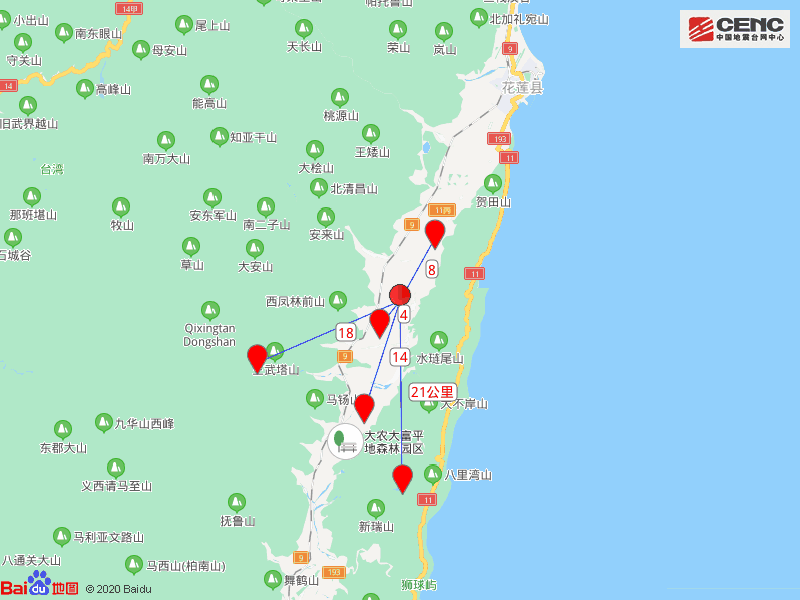 台湾花莲县发生4.3级地震