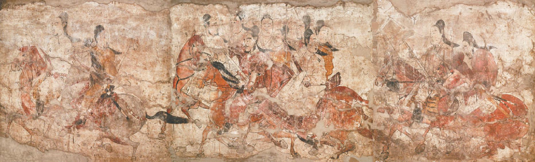 (北齐)娄睿墓出土壁画鞍马游骑图