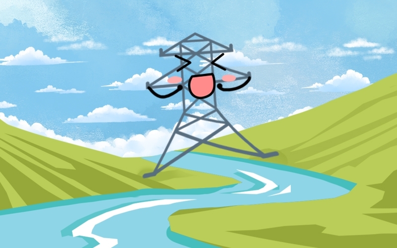 嗯,上图的脑洞有点大……真正的电塔跨越江河是这样的