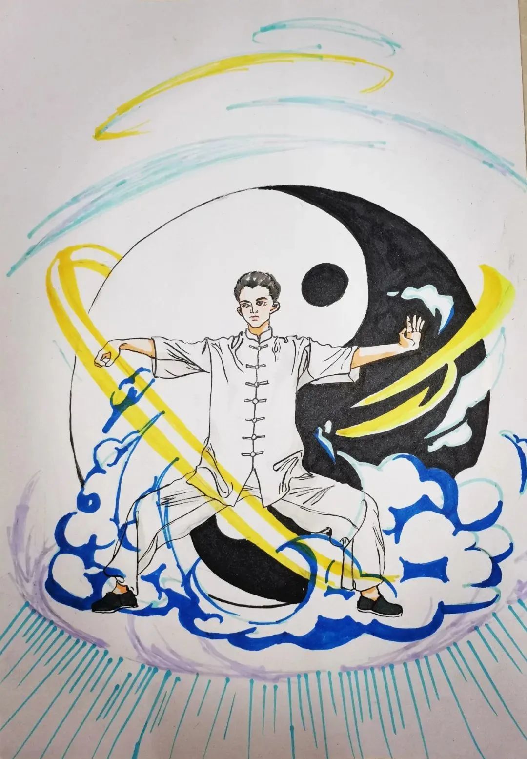 各式各样的表现方法呈现着气功理念,有灵活多变的太极剑式,有松静自然