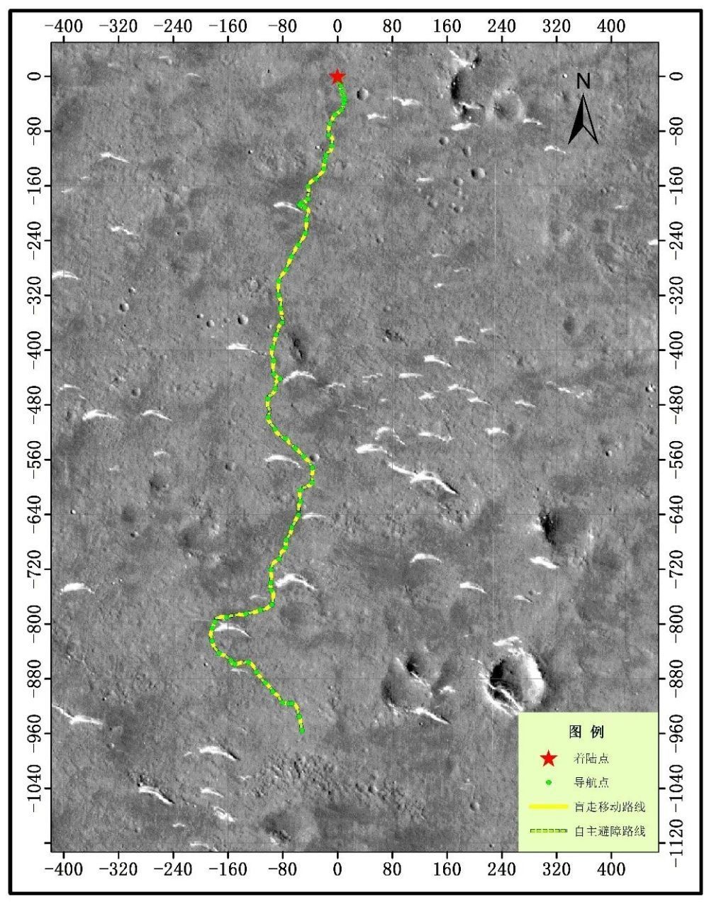 火星车行驶路线图。(图片来源：北京航天飞行控制中心)
