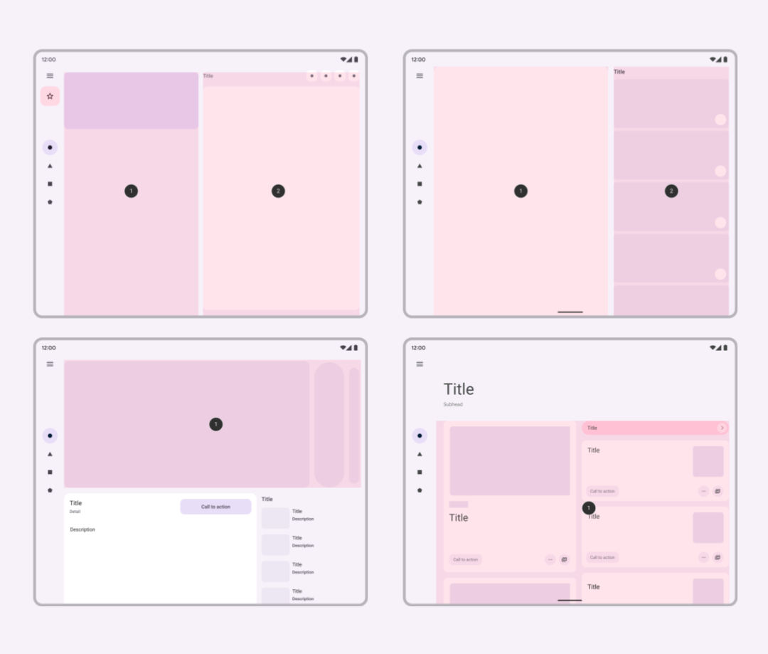 ▲ Material Design 指南中的自适应 UI 模式