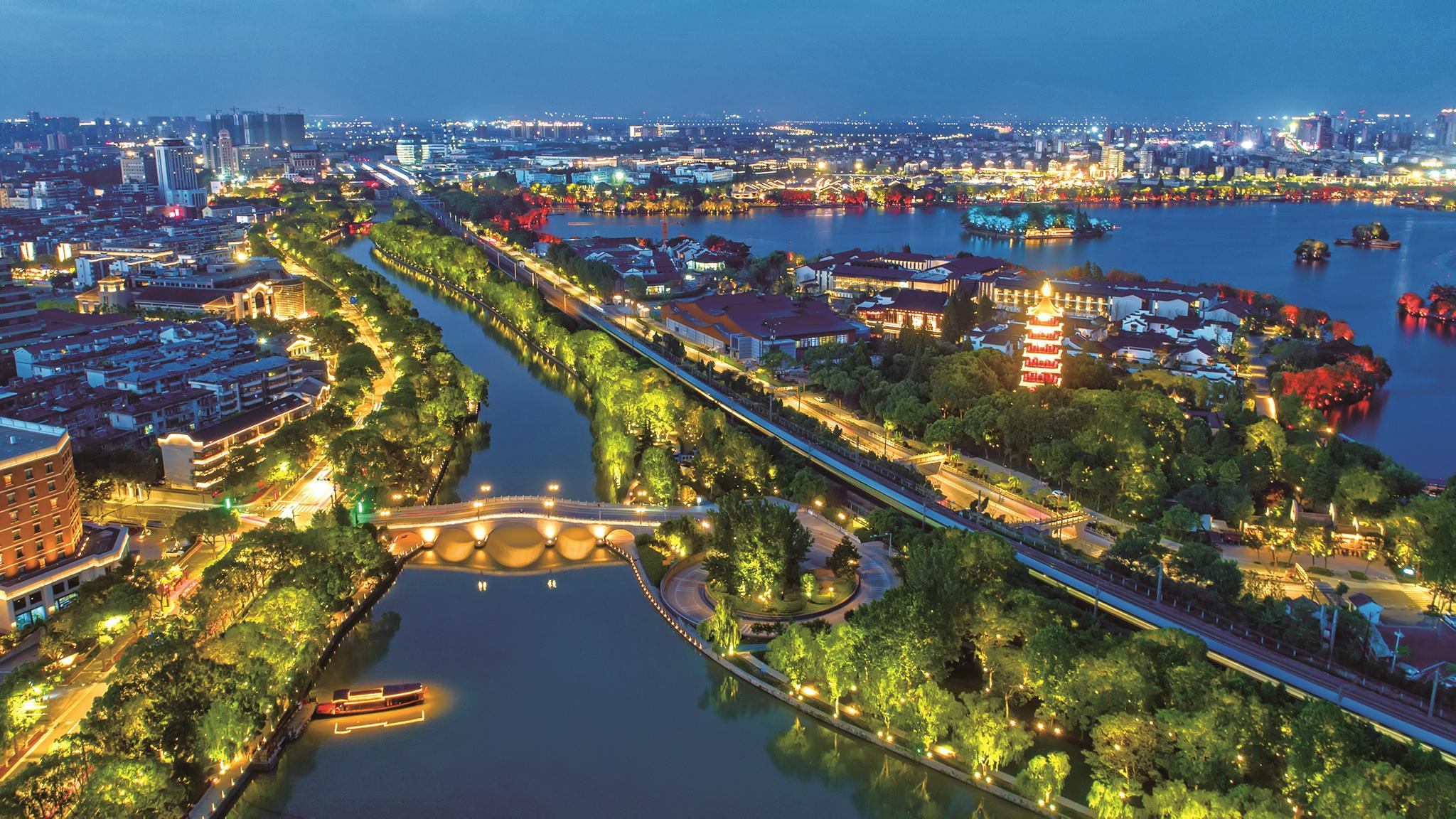 嘉兴的五彩夜色