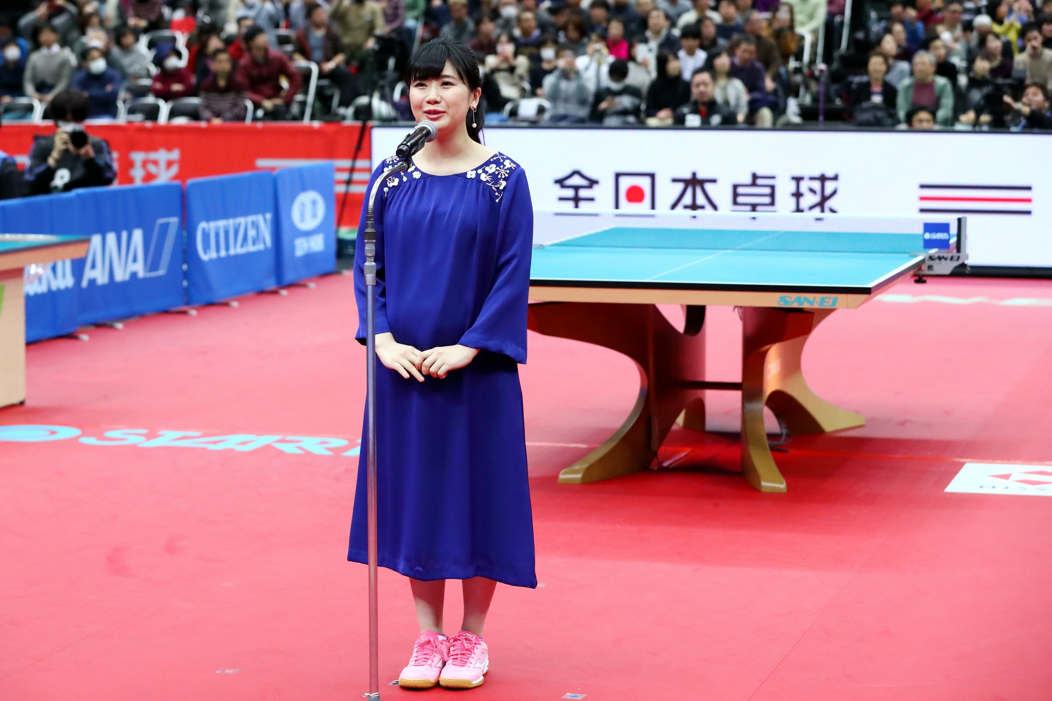  全日本乒乓球锦标赛，福原爱亮相。