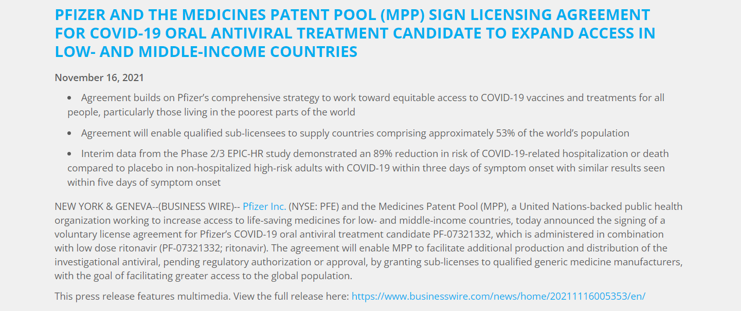 （来源：辉瑞官网）