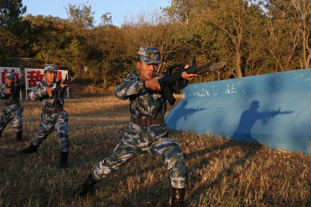 天,口令声此起彼伏战士们手握刺枪转身突刺成一线训练场上杀声阵阵如