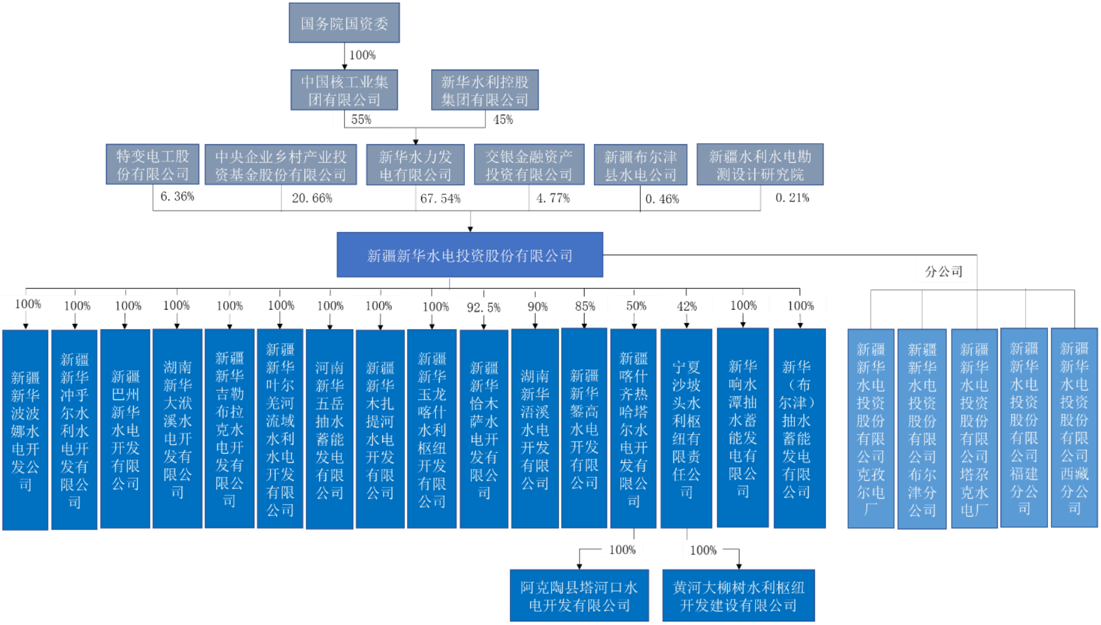 新华水电股权结构 图片来源：招股书（申报稿）截图