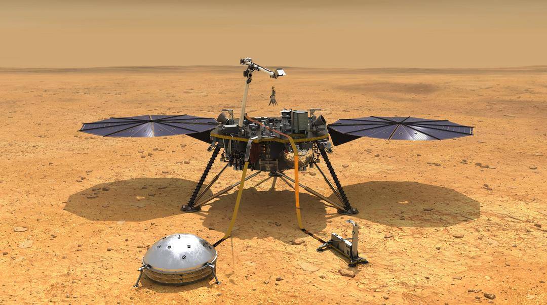 火星表面的“洞察”号  图源：美国宇航局官网