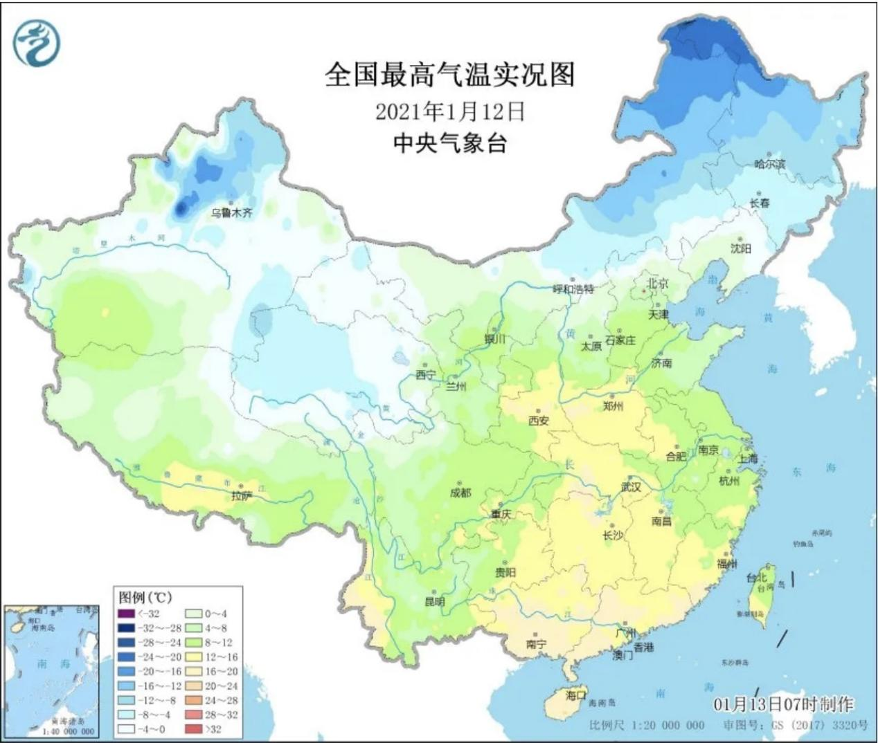 △1月12日全国多地回温明显