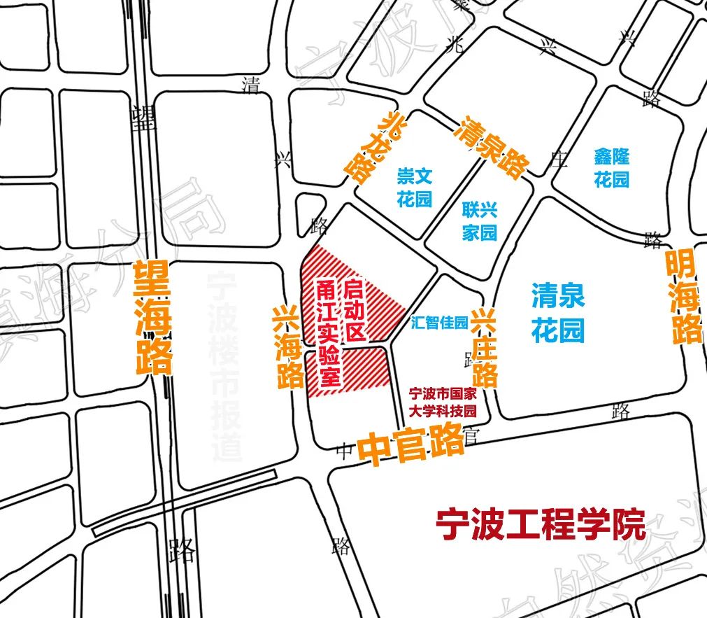 位置示意图如下:11月29日,镇海资规部门对甬江实验室启动区项目规划