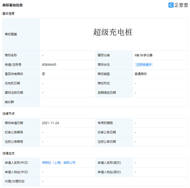 特斯拉申请注册“超级充电站”商标