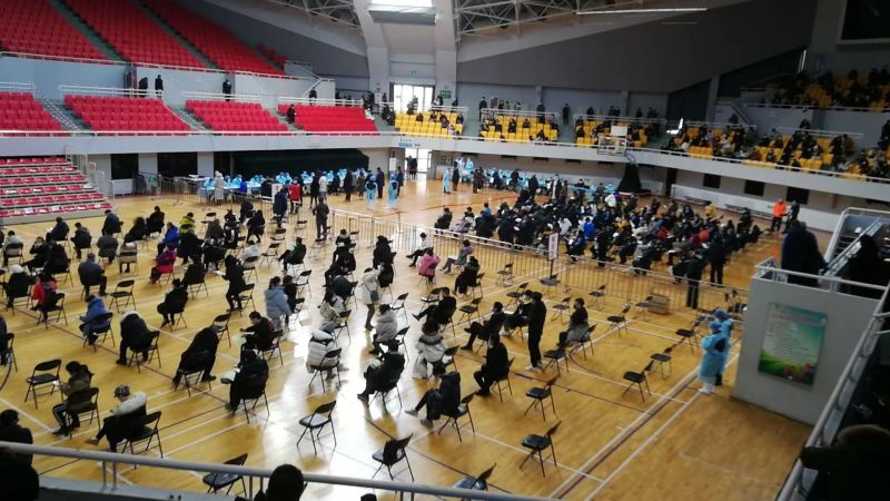 石景山区体育馆新冠疫苗接种现场