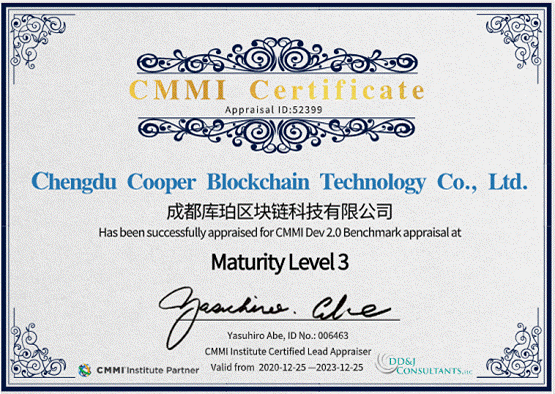 库珀科技通过国际权威CMMI3级认证