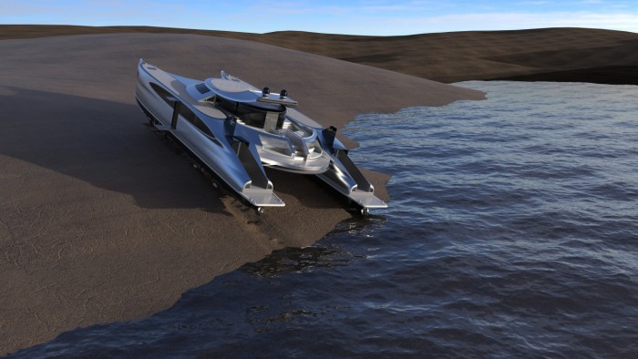 游艇设计公司推出太阳能两栖双体船