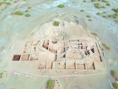    奎玉克协海尔古城中央高台发掘现场。新疆文物考古研究所提供