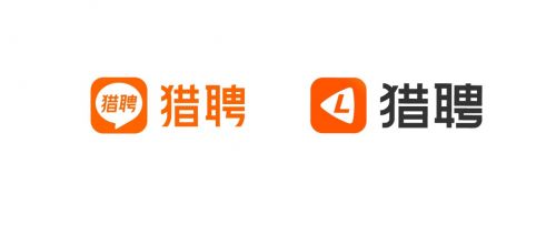 对比图：左边为猎聘新logo，右边为猎聘旧logo