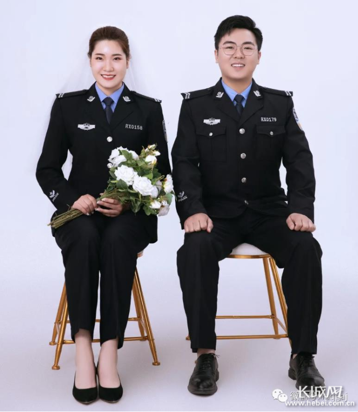 河北省邢台市任泽区公安局一线民警吉硕栋和张露静的婚纱照.