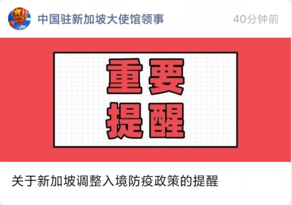 中国驻新加坡大使馆、中国驻黎巴嫩大使馆发布重要提醒！