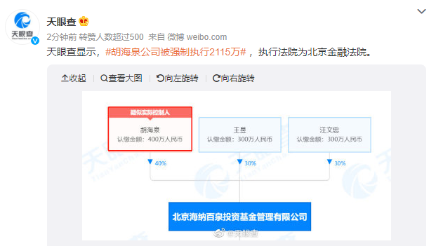 图片来源：天眼查微博