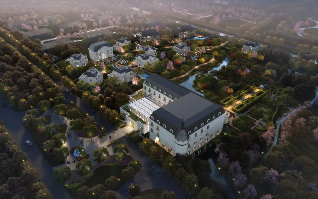 小镇中心鸟瞰图小镇民宿鸟瞰图上海南郊花海芳香小镇位于朱泾镇,规划