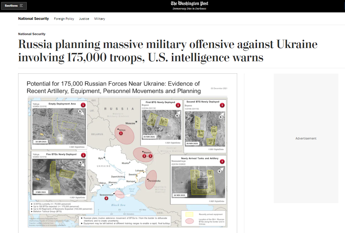 美媒恶炒“俄罗斯准备入侵乌克兰”：派出17.5万兵力