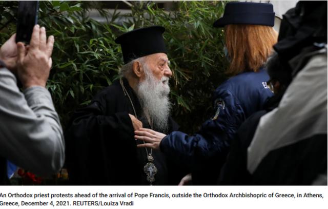 教皇方济各访问雅典遭一希腊牧师在人群中大喊你是异教徒