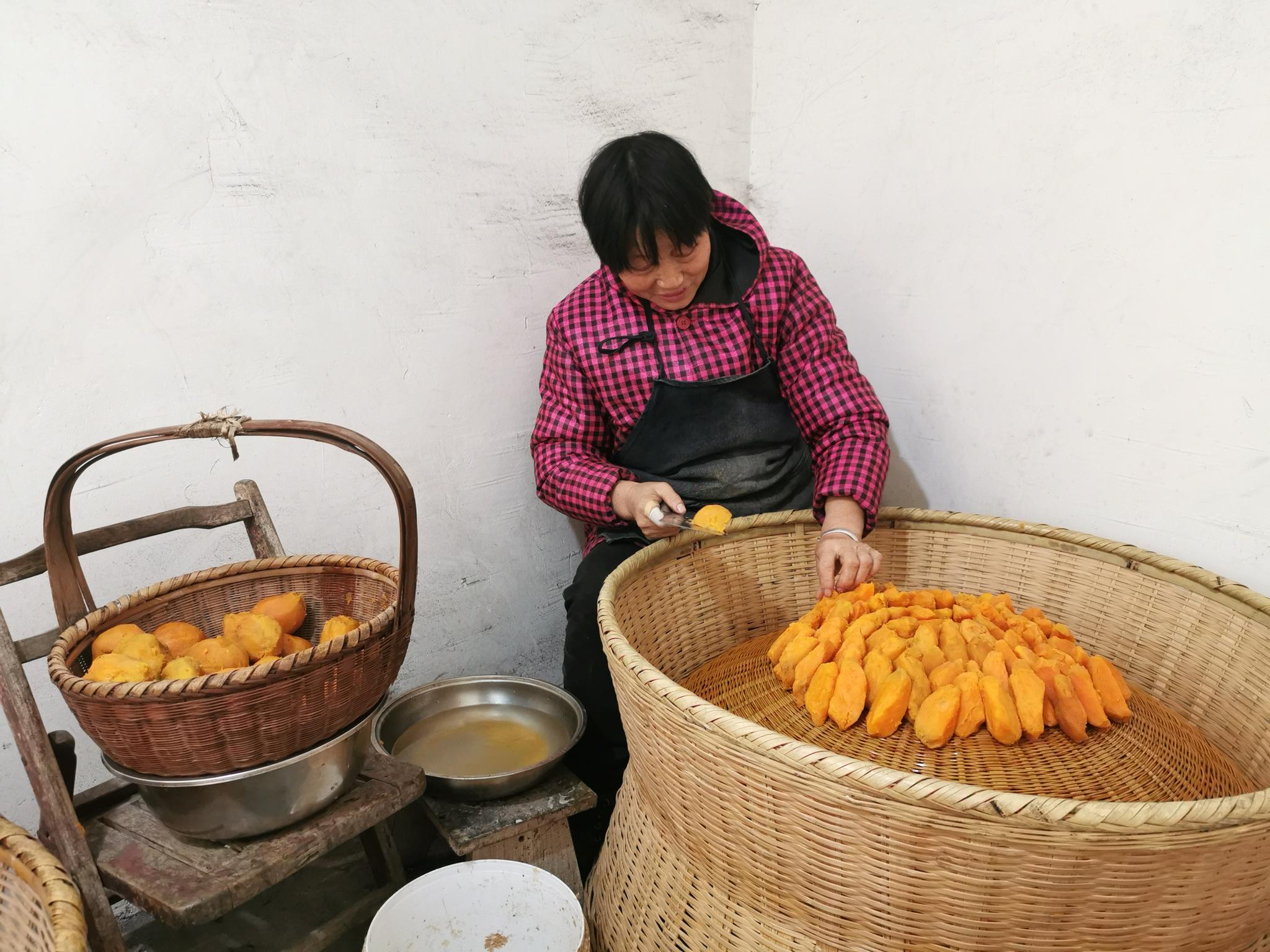 在平均海拔700多米的歙县长陔乡,家家户户院子里都摊放着成堆的山芋